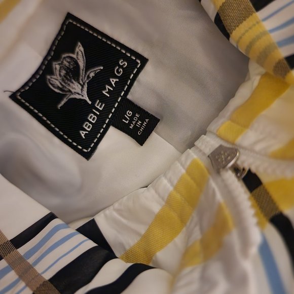 ABBIE MAGS Plaid Zip up Spring/Rain Coat Size Large - Picture 9 of 10